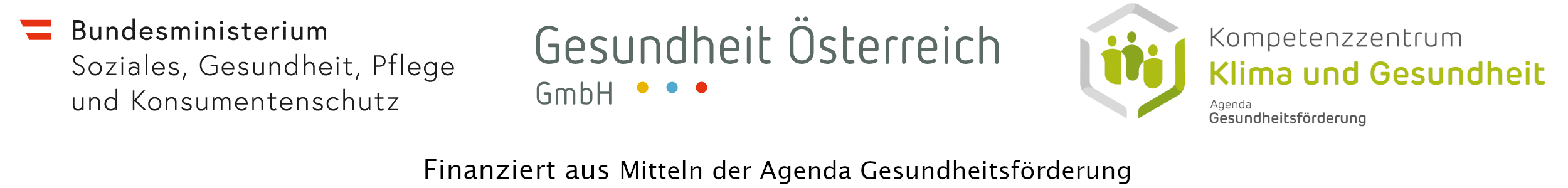 Logo des Logo des des Bundesministeriums für Soziales, Gesundheit, Pflege und Konsumentenschutz , der Gesundheit Österreich GmbH und der Agenda Gesundheitsförderung