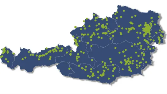 Projektlandkarte mit teilnehmenden Einrichtungen